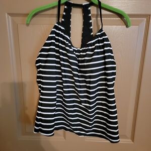 NWT Black and White Stripe SwimTop